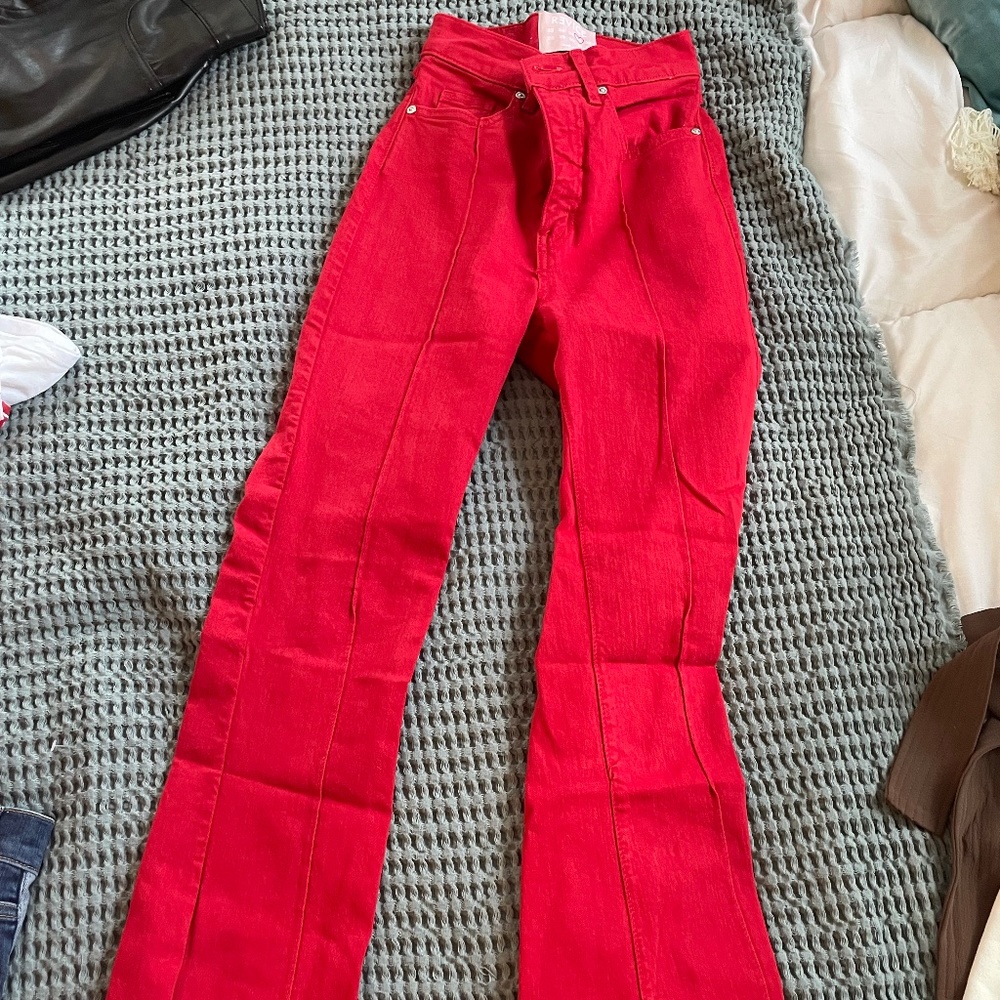 Revice Red High-Waisted Cut out denim